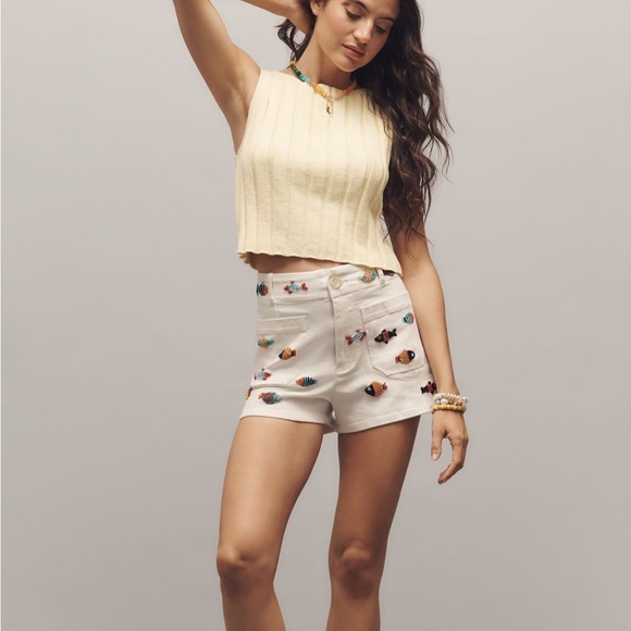 Anthropologie The Colette Beaded Icon Shorts by Maeve - Picture 2 of 6